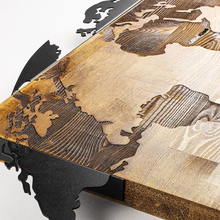 Wallity World Map - Escultura de pared de madera y metal en Nogal y Negro Wallity World Map - Escultura de pared de madera y metal en Nogal y Negro
